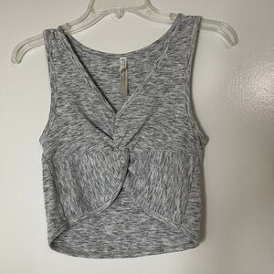 Free People FP movement ribbed twist front heather gray cropped tank medium